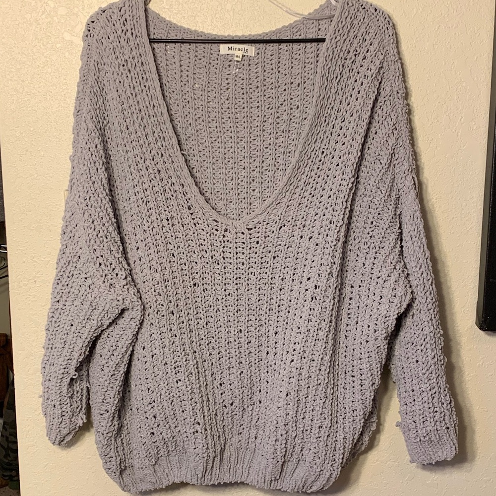 Oversized Gray Knit Sweater